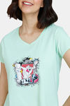 Zivame Looney Tunes - Doodletastic Knit Cotton Top - Green Ash — thumbnail 5